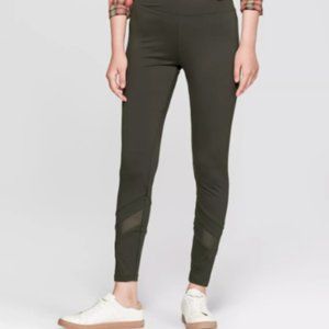 PR: 🟫 Fashion Leggings with Mesh Inserts Olive Green